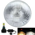 One 7" Stock Glass Lens Metal 12v Headlight LED 6K 26/40w Light Bulb Headlamp 1x