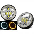 5-3/4" LED Chrome Octane Projector White Amber Halo Crystal Headlight Pair