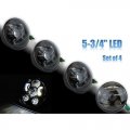 5-3/4" LED Octane Projector Light Bulb Headlight Black Crystal Clear Set of 4