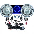 7" HID Blue LED Halo Ring Angel Eye Headlight 6000K 6K Light Lamp Bulbs Pair Img