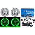 7" HID Green Sc LED Halo Ring Angel Eye Headlight 6000K 6K Light Lamp Bulbs Pair