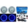 7" HID Blue LED Halo Ring Angel Eyes Headlight 6000K 6K Light Lamp Bulbs Pair