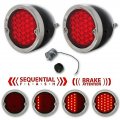 LED Sequential Tail Light Lens Black Assembly & Flasher For 54-59 Chevy Stepside