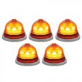 6 LED Standard Pickup Truck Cab Marker Light Amber Bulbs & Lenses Set of 5