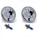 7" Halogen Beam H4 Headlight Light Bulb Euro Diamond Crystal Clear Headlamp Pair