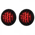 3-3/4" 17 LED Tail Light Lens w/ Black Grill Bezel Flush Mount Assembly Pair