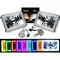 4X6" RGB COB Color Changing Halo Headlight 6K LED H4 Light Bulb Headlamp Pair