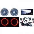 5-3/4 Red LED Halo Angel Eyes Projector Headlight H4 6000K HID Light Bulb Pair