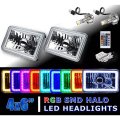 4X6 Inch RF Color Change RGB SMD Halo Angel Eye Headlight 24W 6K LED Light Bulb Pair Octane Lighting