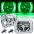 7X6 Green LED Halo Halogen Crystal Clear Headlights Angel Eye Light H4 Bulbs Pr Octane Lighting