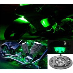 1Pc Green LED Chrome Accent Module Motorcycle Chopper Frame Neon Glow Light Pod Octane Lighting