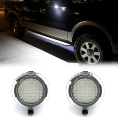 White LED Side Mirror Puddle Light Bulbs Pair For 05-17 Ford Car Truck SUV Octane Lighting