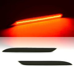 Smoked Rear Bumper Red LED Reflector Lamp Lens Pair For 15-17 Ford Mustang Octane Lighting