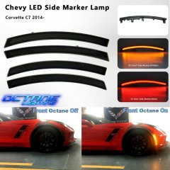 Smoked Front and Rear LED Side Marker Light Lens Set For 14-19 C7 Corvette Octane Lighting