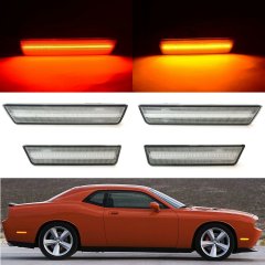 Clear Front and Rear LED Side Marker Lamp Lens Set For 08-14 Dodge Challenger Octane Lighting