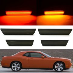 Smoked Front and Rear LED Side Marker Lamp Lens Set For 08-14 Dodge Challenger Octane Lighting