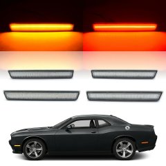 Clear Front and Rear LED Side Marker Light Lenses For 4 15-18 Dodge Challenger Octane Lighting