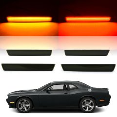 Smoked Front and Rear LED Side Marker Light Lenses 4 For 15-18 Dodge Challenger Octane Lighting