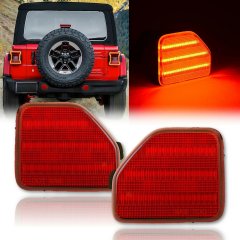 Red Lens Red LED Rear Bumper Reflector Light Lamp Pair For 18-20 Jeep Wrangler Octane Lighting