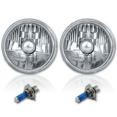 5 3/4 Inch Halogen Headlight Diamond Crystal Headlamp 55/60w H4 6000k Light Bulb Pair Octane Lighting