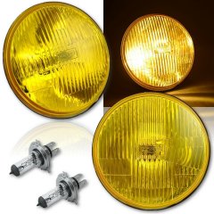 7 Inch H6024/6014 Yellow Amber Stock Glass Headlight H4 Clear Halogen Fog Light Pair Octane Lighting