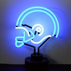 BLUE/WHITE FOOTBALL HELMET NEON SCULPTURE