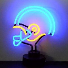 BLUE/YELLOW FOOTBALL HELMET NEON SCULPTURE