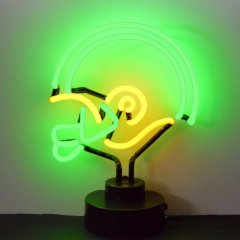 GREEN AND YELLOW FOOTBALL HELMET NEON SCULPTURE