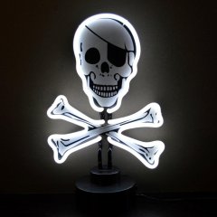 SKULL AND CROSSBONES NEON SCULPTURE