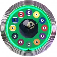 BILLIARD BALL GREEN NEON CLOCK