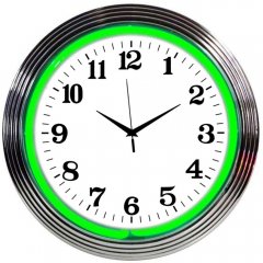 CHROME GREEN STANDARD NEON CLOCK