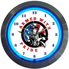 ARMED WITH PRIDE FIREARMS NEON CLOCK