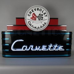 ART DECO MARQUEE CORVETTE NEON SIGN IN STEEL CAN