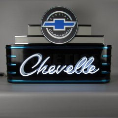 ART DECO MARQUEE CHEVELLE NEON SIGN IN STEEL CAN