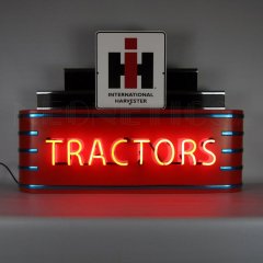 ART DECO MARQUEE IH TRACTORS NEON SIGN IN STEEL CAN