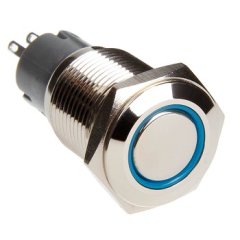 16mm Flush Mount LED Momentary Switch Blue Sold Each Comes Pre Wired With Voltage Regulation Resistor Race Sport Lighting
