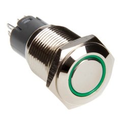 16mm Flush Mount LED Momentary Switch Green Sold Each Comes Pre Wired With Voltage Regulation Resistor Race Sport Lighting
