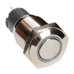 16mm Flush Mount LED Momentary Switch White Sold Each Comes Pre Wired With Voltage Regulation Resistor Race Sport Lighting