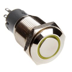 16mm Flush Mount LED Momentary Switch Yellow Sold Each Comes Pre Wired With Voltage Regulation Resistor Race Sport Lighting