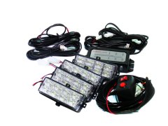 4 LED Grille Strobe Light Kit Blue/Red Race Sport Lighting