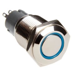 16mm LED 2-Position On/Off Switch Blue Chrome Finish Race Sport Lighting