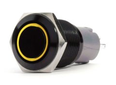 19mm Black 2 Position On/Off Switch Yellow Flush Mount 12V Race Sport Lighting