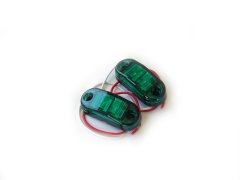Truck and Trailer LED 2.5x1 Inch Green Marker w/ 2 Hole Mount Come In Pairs Race Sport Lighting