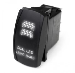 LED Rocker Switch w/ White LED Radiance Dual LED Light Bar Race Sport Lighting