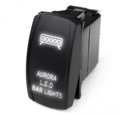 LED Rocker Switch w/ White LED Radiance Aurora LED Bar Lights Race Sport Lighting