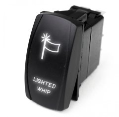 LED Rocker Switch w/ White LED Radiance Lighted WHIP Race Sport Lighting