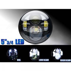 5-3/4" White HID LED Projector Light Bulb DRL Headlight Black Crystal Clear Each