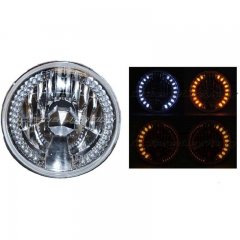 Universal 7" Round SMDx36 DRL White LED Headlights with Signal