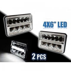 4X6" Chrome LED DRL Light Bulbs Clear Sealed Beam Headlamp Headlight Pair