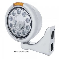 7" LED Stainless Steel "CLASSIC" Headlight - Amber LED/Amber Lens | Headlight - Complete Kits